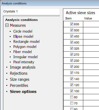 sieve options